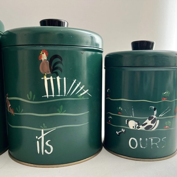 Mid-Century Scenic Canisters Farmhouse Kitchen Canisters by Ransburg Set of 4 - Picture 10 of 10